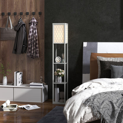 Three-Shelf Standing Lamp - Grey/White