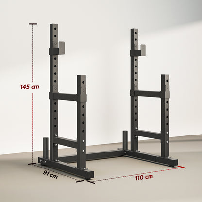 Adjustable Squat Rack with Plate Holders, 300 kg Load