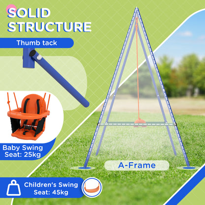 Two-In-One Toddler Garden Swing, with Comfortable Seat, Safety Belt - Orange and Blue