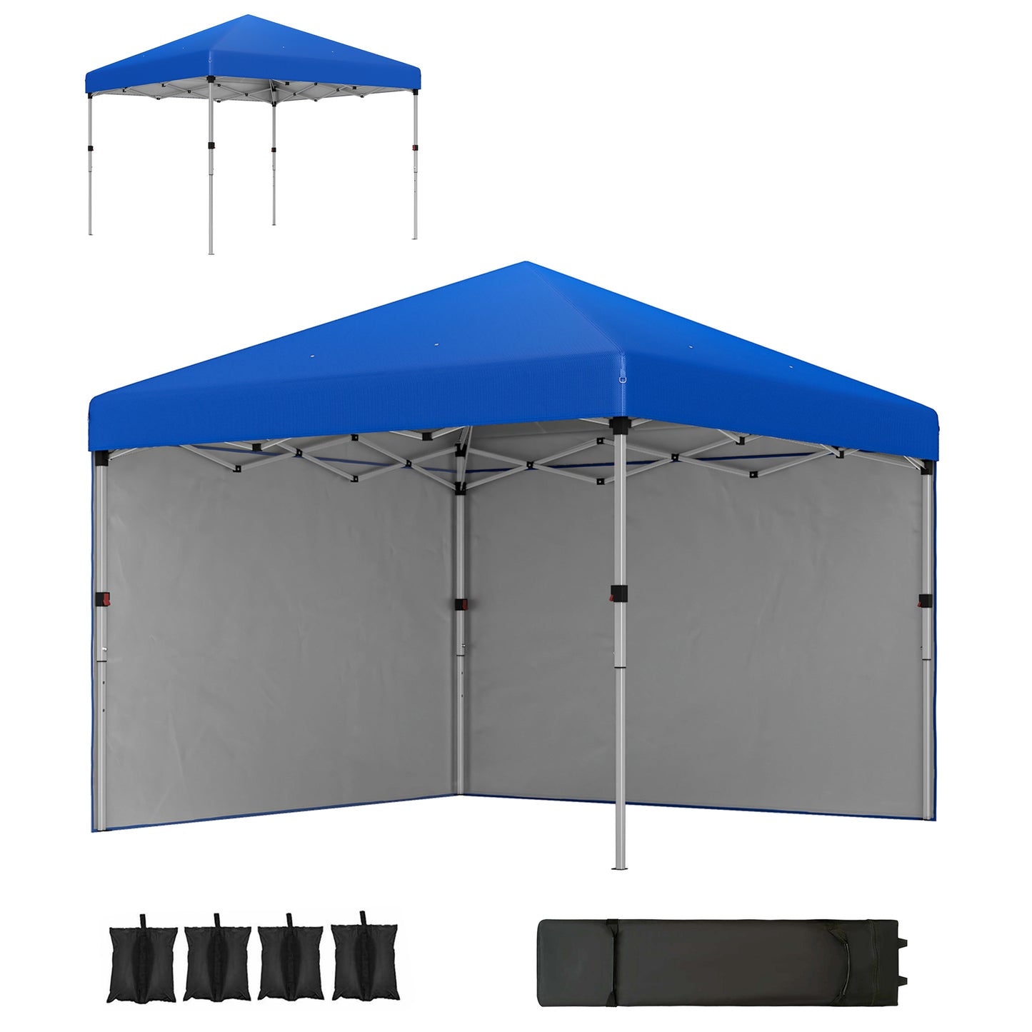 3 x 3 (M) Pop Up Gazebo, UPF 30+ with 2 Sidewalls, Leg Weight Bags and Wheeled Bag