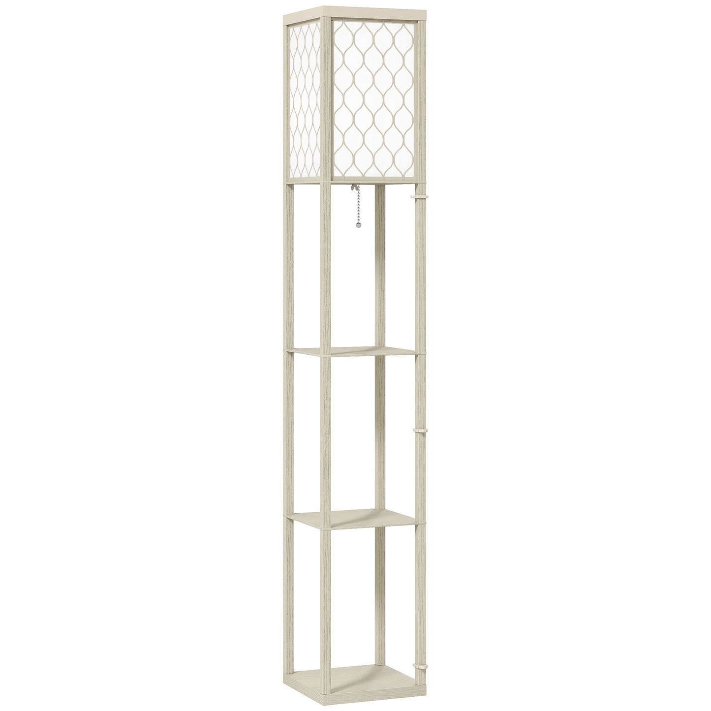 Three-Shelf Standing Lamp - Oak/White