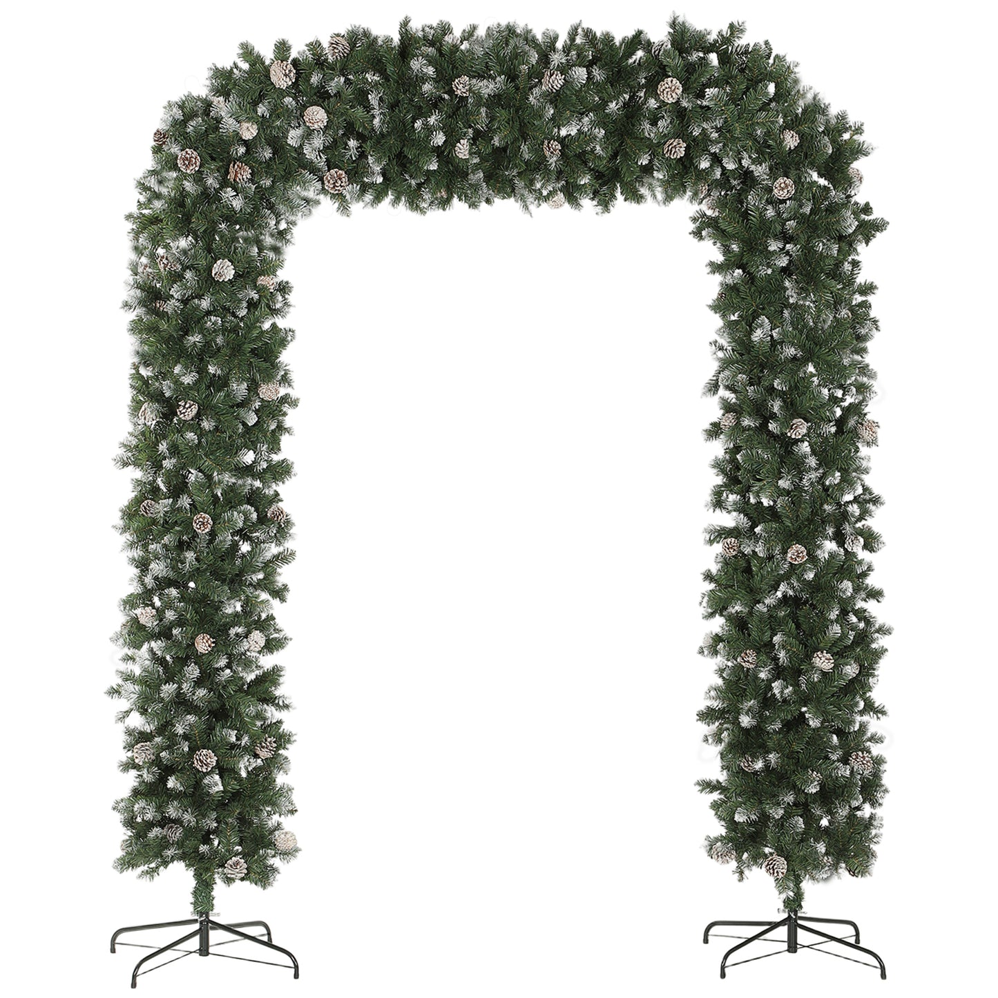 8.2 ft Snow Frosted Christmas Tree Arch, Christmas Arch Doorway Decor with 1800 Tips and 91 Pinecones
