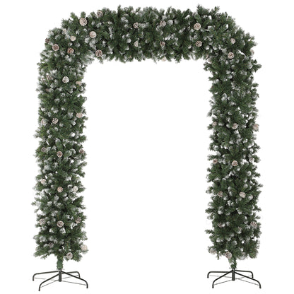 8.2 ft Snow Frosted Christmas Tree Arch, Christmas Arch Doorway Decor with 1800 Tips and 91 Pinecones