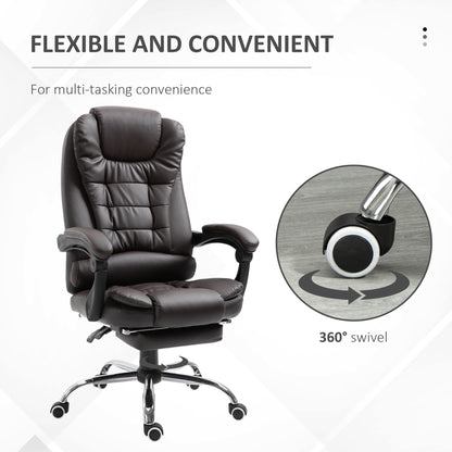 PU Leather Executive Office Chair, High Back Swivel Chair with Retractable Footrest, Adjustable Height, Reclining Function