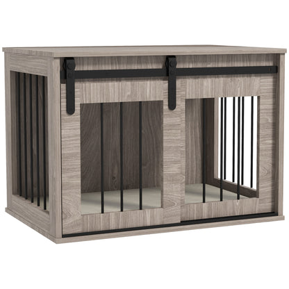 Dog Crate Furniture with Removable Cushion for Medium Dogs, 80 x 54 x 57cm - Brown