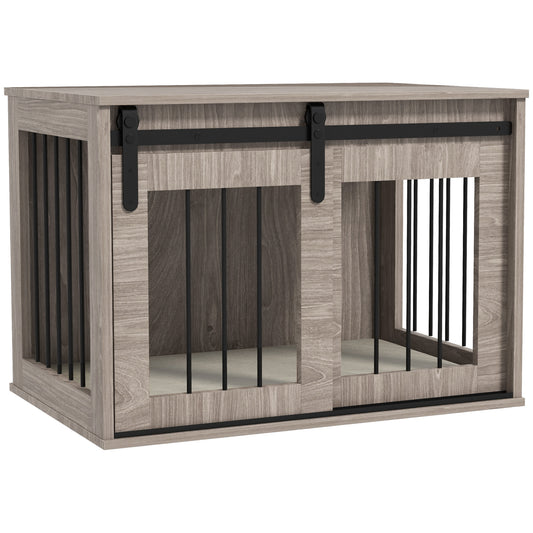Dog Crate Furniture with Removable Cushion for Medium Dogs, 80 x 54 x 57cm - Brown