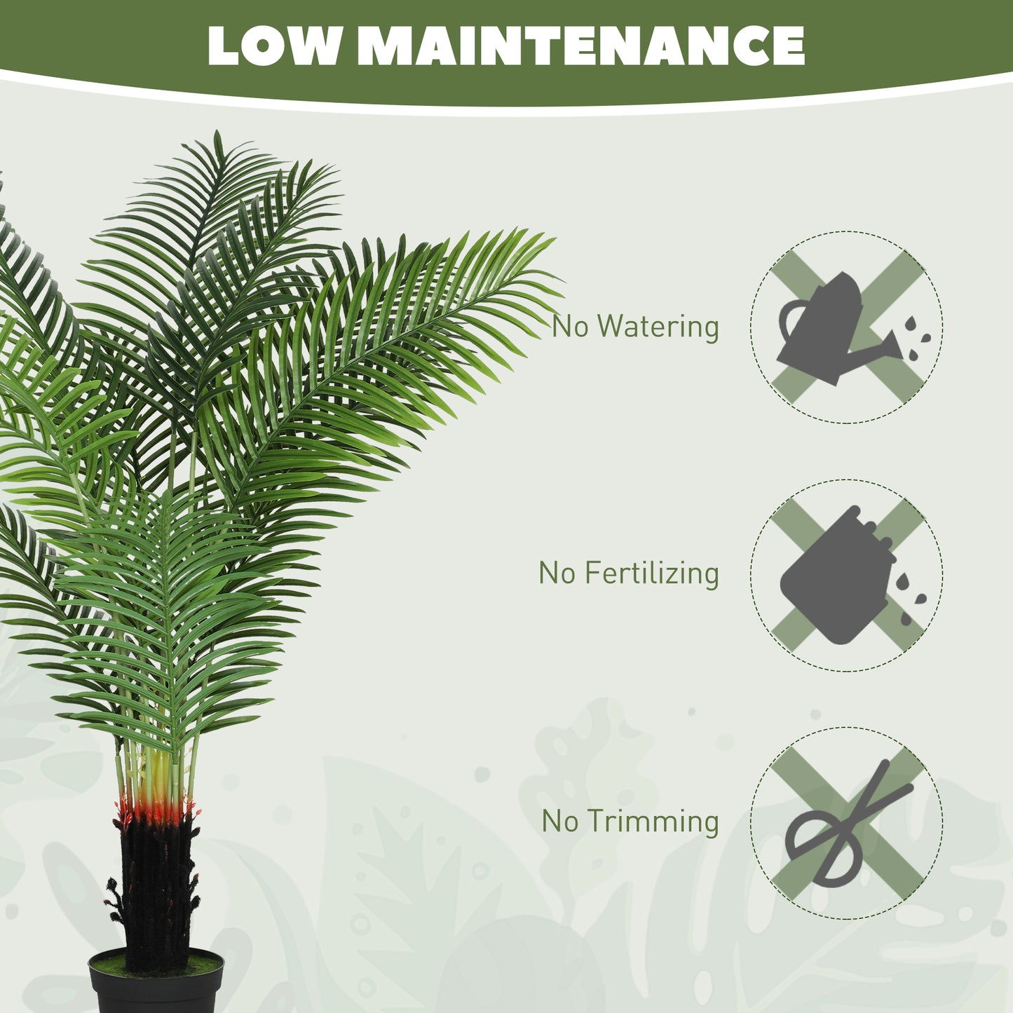 150cm Artificial Areca Palm Tree with 12 PE Leaves, Decorative Artificial Plant with Plastic Pot and Flocked Soil