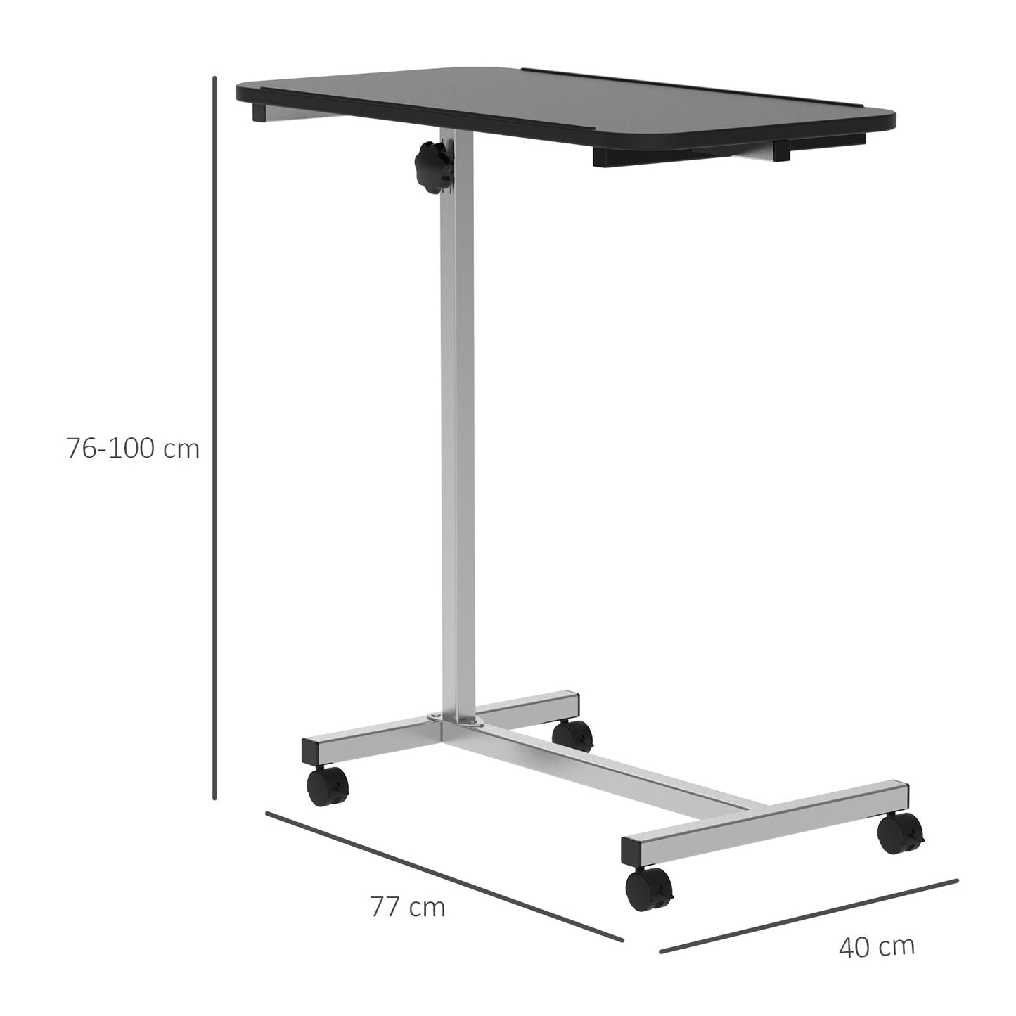 Height Adjustable Over Bed Table with Wheels, C Shaped Laptop Desk, Portable Hospital Bed Table for Living Room, Bedroom