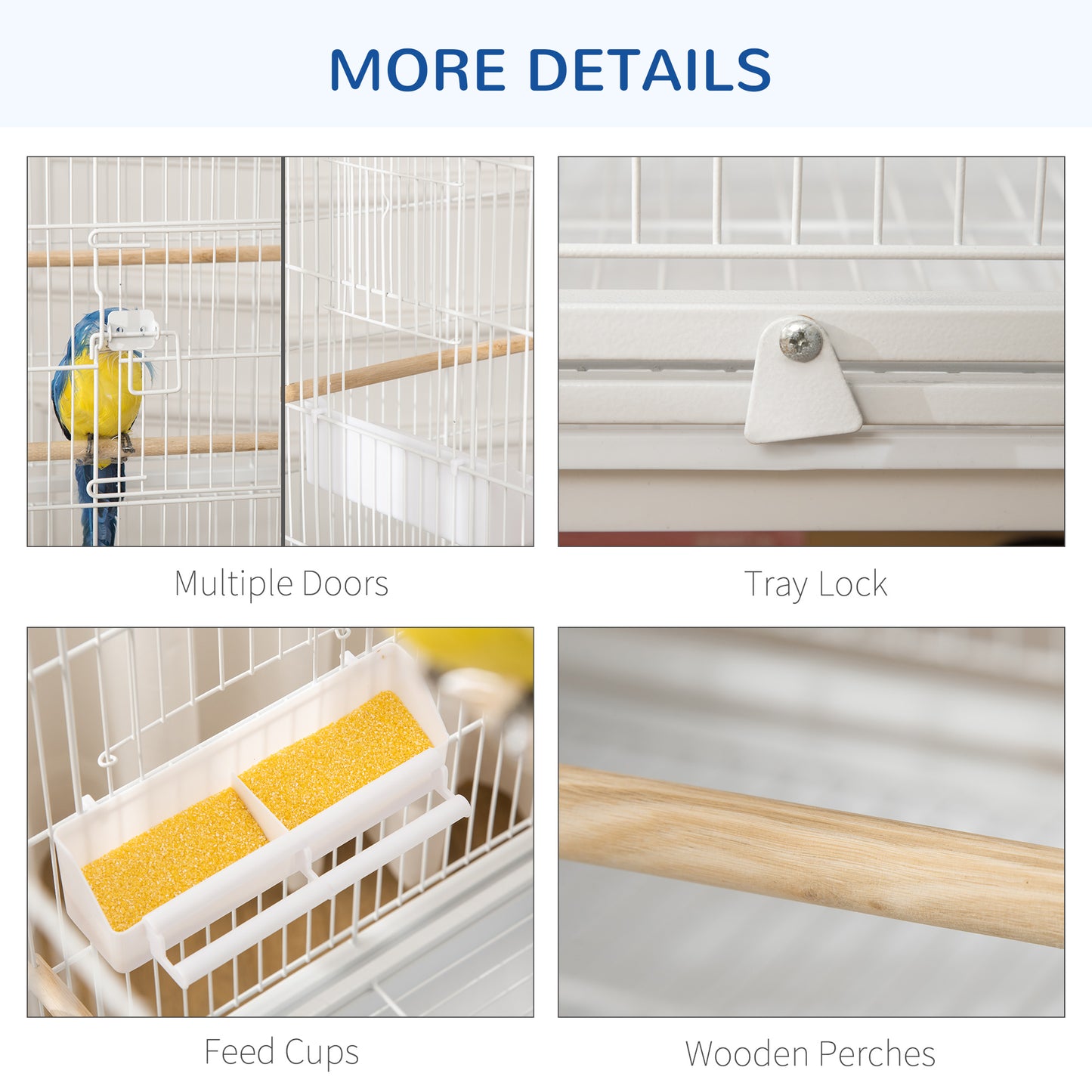 Large Bird Cage Budgie Cage for Finch Canaries Parakeet with Rolling Stand, Slide-out Tray, Storage Shelf, Food Containers