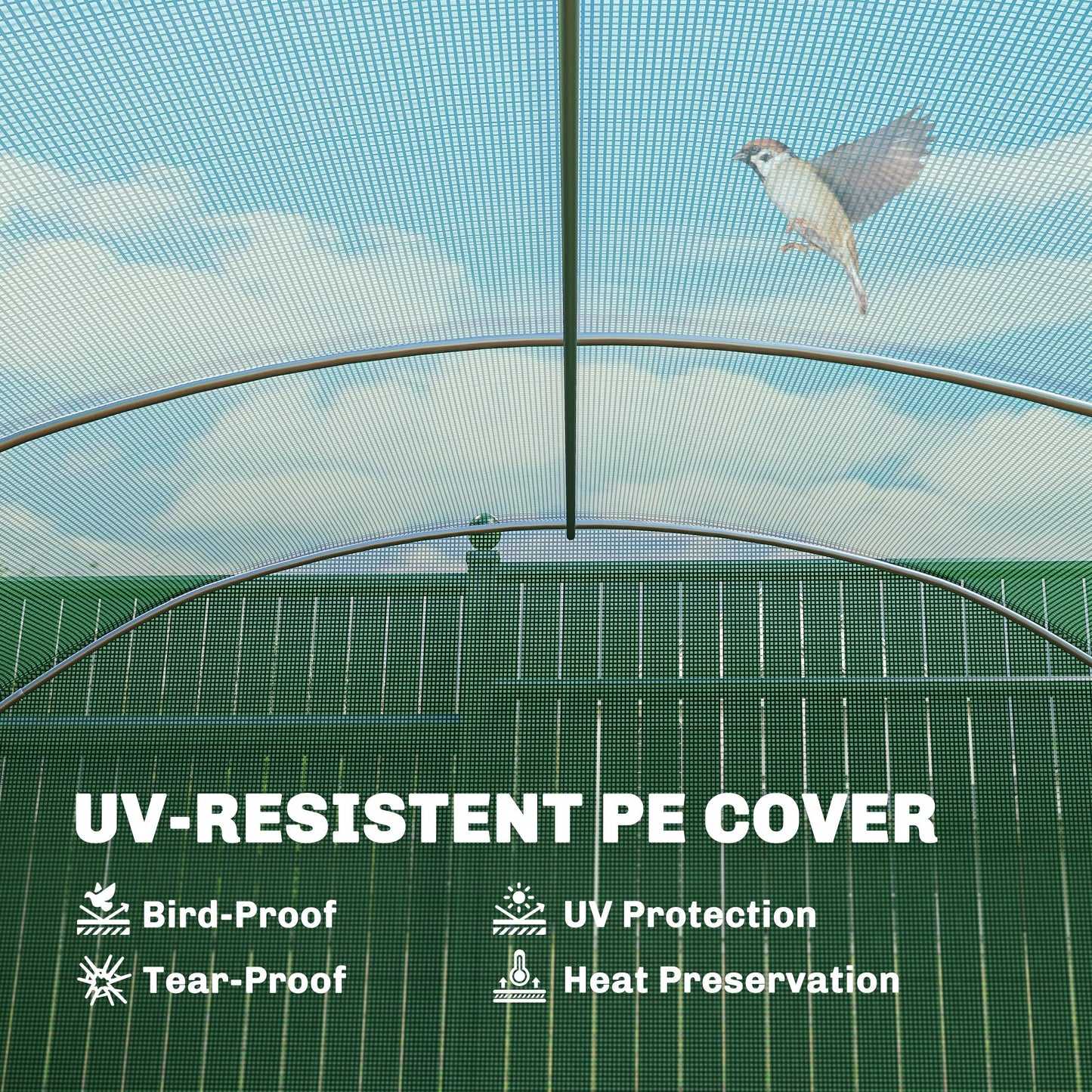 19 x 9.8ft Walk-In Polytunnel Greenhouse - Green
