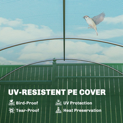 19 x 9.8ft Walk-In Polytunnel Greenhouse - Green
