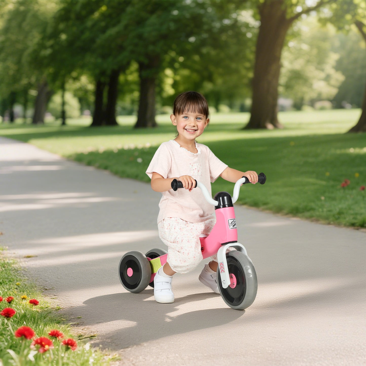 Toddler Balance Bike with No Pedal, 3 Silence Wheels for 12-36 Months Boys and Girls, Indoor Outdoor, Pink