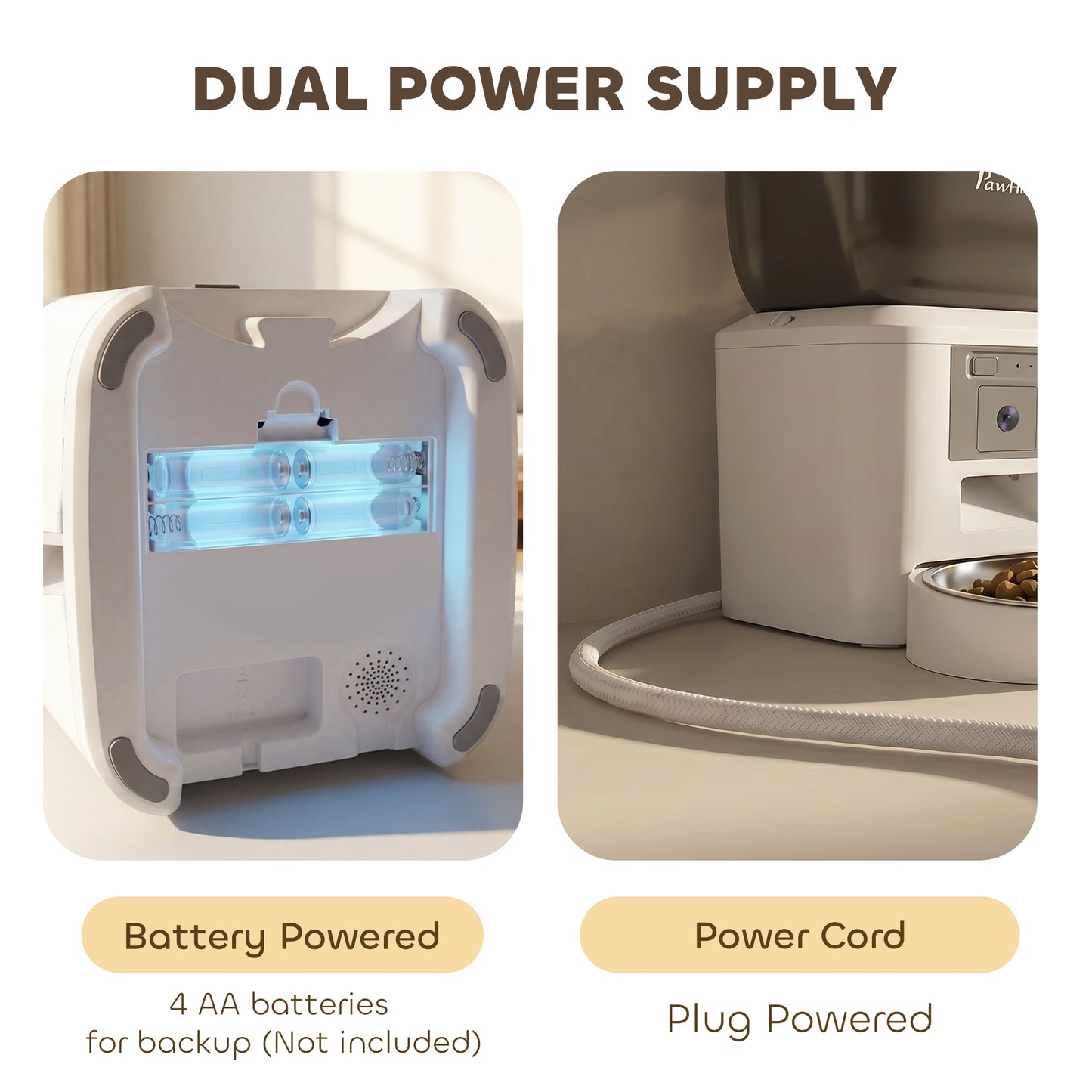 Automatic Cat Feeder with Camera, 2.4G WiFi, APP Control 4L Pet Feeder 1-10 Meals with 2-Way Audio, Dual Power Supply
