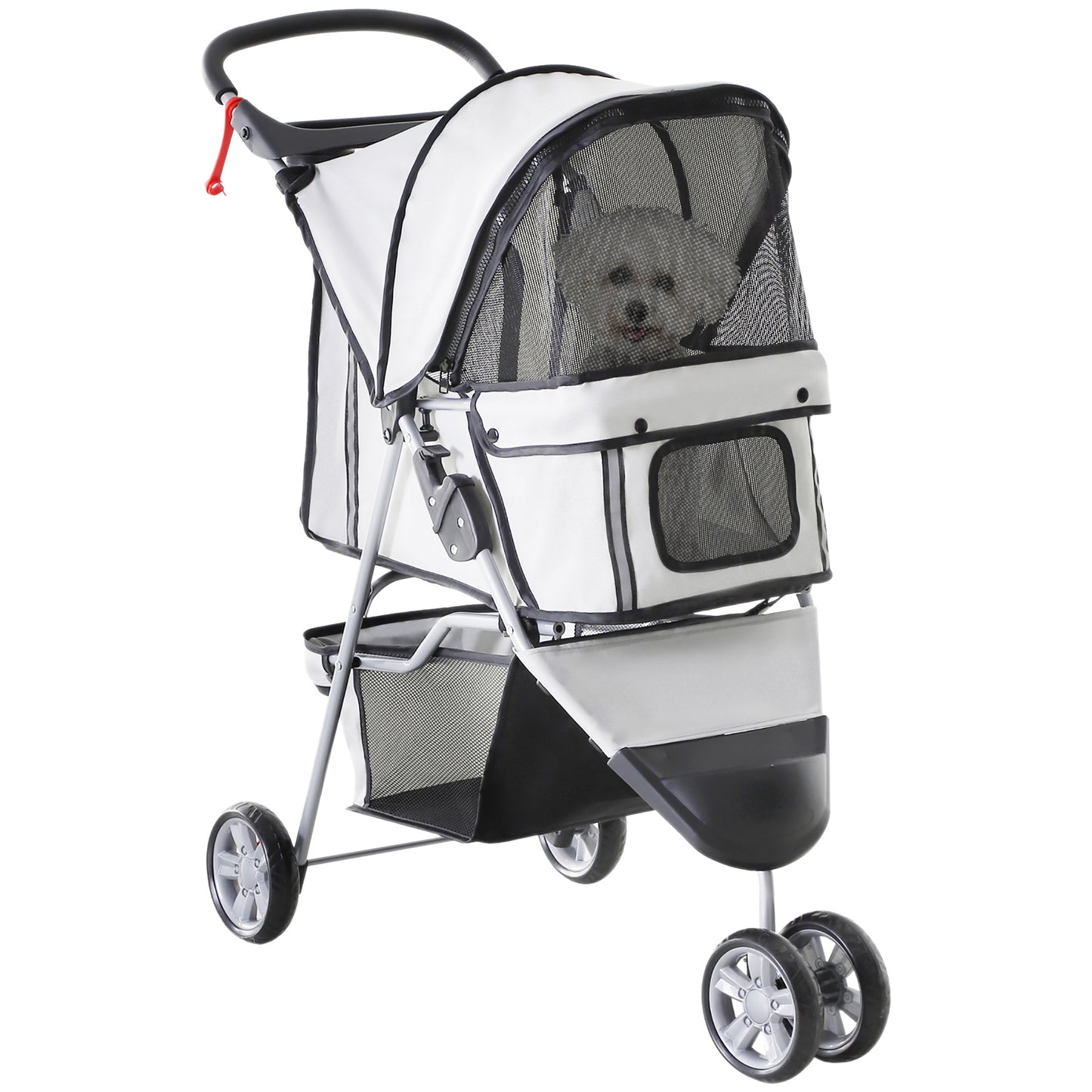 3 Wheel Pet Stroller for Small and Miniature Dogs, Grey