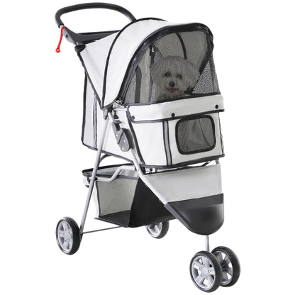 3 Wheel Pet Stroller for Small and Miniature Dogs, Grey