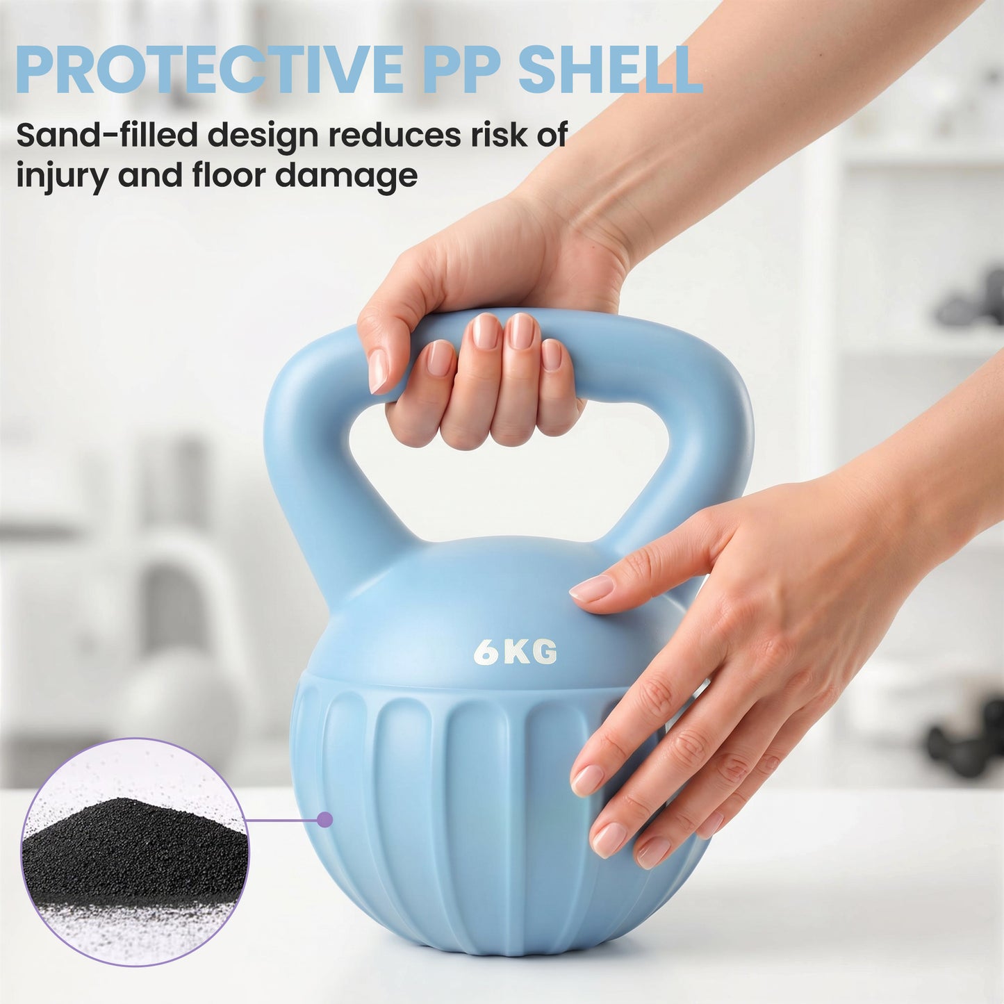 Kettlebell for Strength Training Kettle Bell with Non-Slip Handle 6 kg Blue