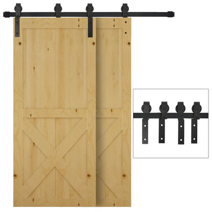 6.6FT/200cm Sliding Barn Door Hardware Track Kit, 90kg Heavy Duty Carbon Steel Sliding Door Rail for 2 Doors, Black