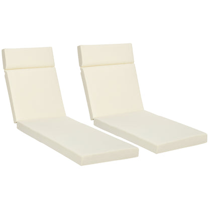 Set of 2 Sun Lounger Cushions, Replacement Cushions for Rattan Furniture with Ties, 196 x 55 cm, Cushion ONLY, Cream White
