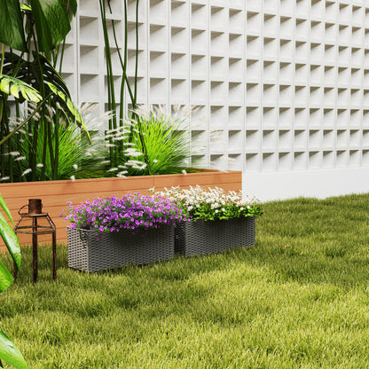 Set of Two Rattan-Effect Planters - Grey