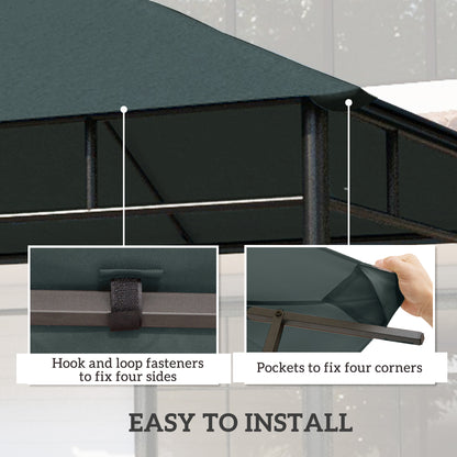 3 x 3 m Gazebo Canopy Replacement Cover, Garden Gazebo Roof Replacement, TOP COVER ONLY, Charcoal Green