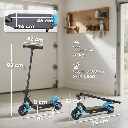 Foldable Kids Electric Scooter with LCD Display, Dual Shock Absorption, Up to 15 KM/H, Max Range 6 KM for Age 6-14, Blue