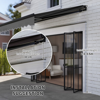 3 x 2.5m Electric Awning with LED Light and Remote Controller, Aluminium Frame DIY Retractable Awning