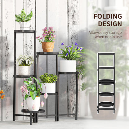 3 Tier Plant Stand Indoor Outdoor, Foldable Corner Plant Stands for Multiple Plants