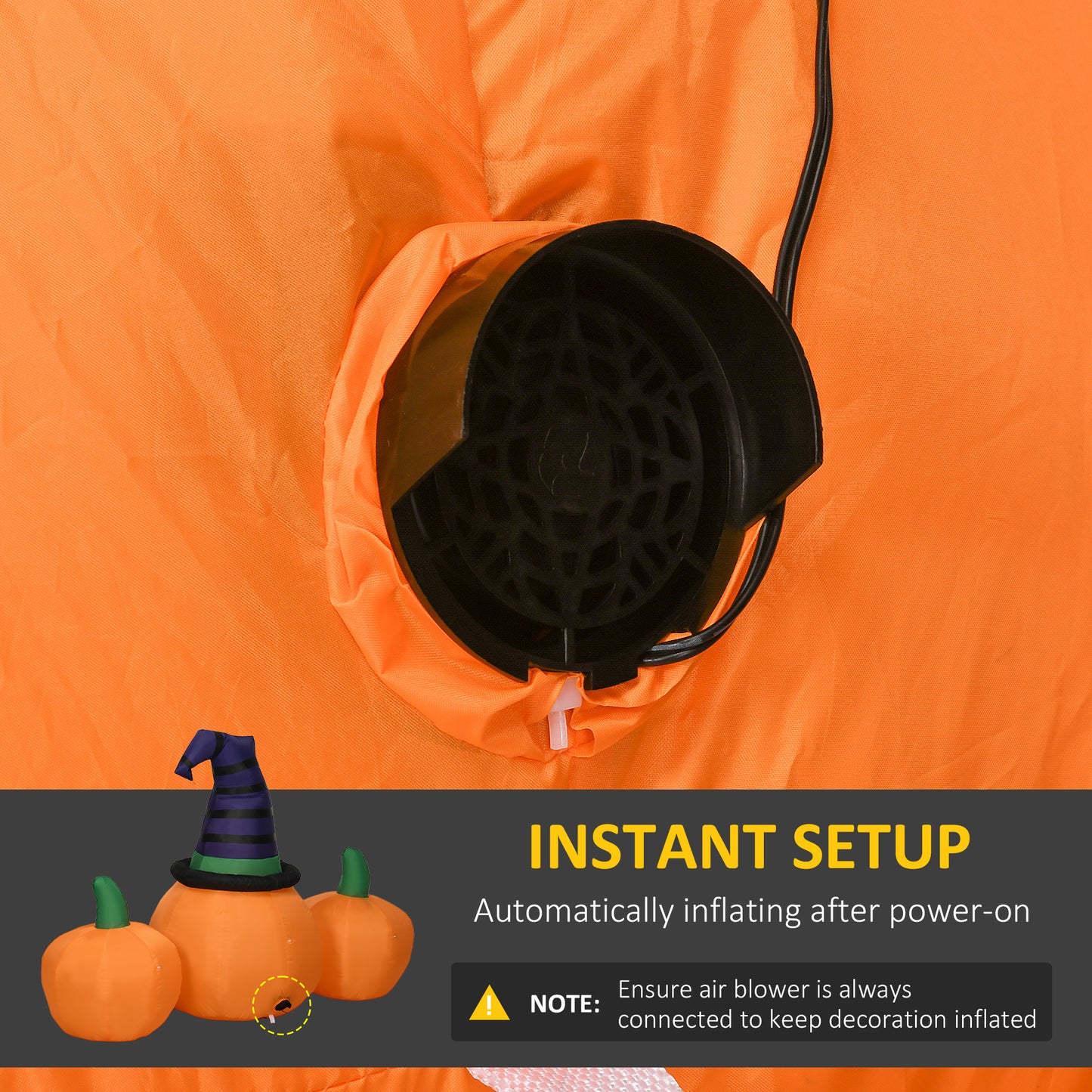6ft Inflatable Halloween Large Pumpkin in Hat with Four Small Pumpkins, Blow-Up Outdoor LED Display for Lawn, Garden, Party