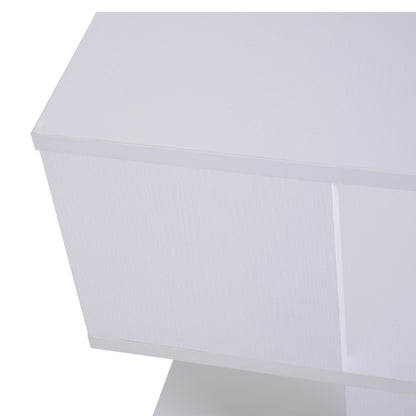 Side Table, Square Coffee Table, Modern End Table with 2 Tier Storage Shelves for Living Room, Bedroom, White