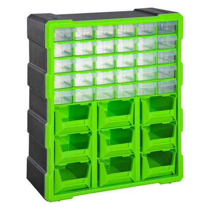 Plastic 39 Drawer Parts Organiser Wall Mount Storage Cabinet Garage Small Nuts Bolts Tool Clear