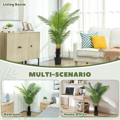 150cm Artificial Areca Palm Tree with 12 PE Leaves, Decorative Artificial Plant with Plastic Pot and Flocked Soil