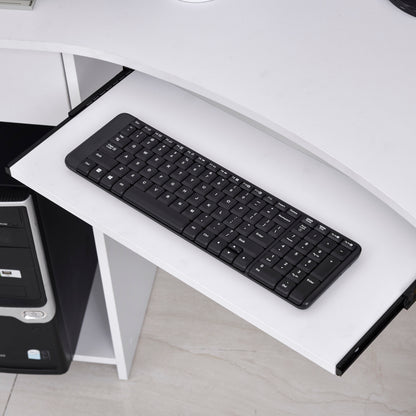 L-Shaped Corner Computer Desk w/ 2 Shelves Wide Worktop Keyboard Tray Drawer & CPU Stand Home Office Study Bedroom Furniture