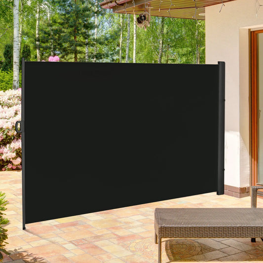 Retractable Side Sun Awning / Outdoor Privacy Screen - (3 x 2) - Black
