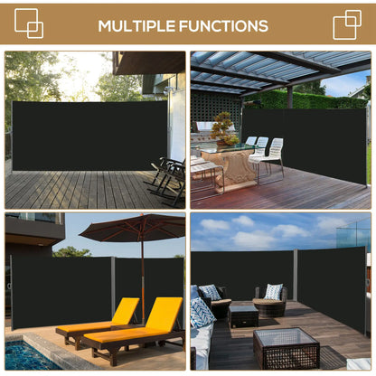 Retractable Side Sun Awning / Outdoor Privacy Screen - (3 x 2) - Black