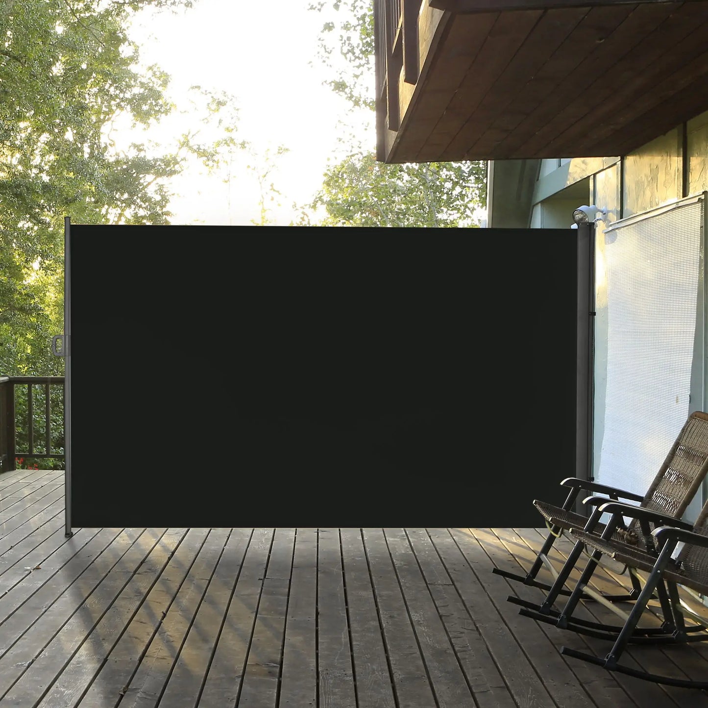 Retractable Side Sun Awning / Outdoor Privacy Screen - (3 x 2) - Black