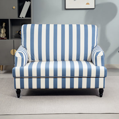 Modern Cuddle Chair, Velvet Single Sofa Armchair with Stripe, Turned Legs and Wide Seat