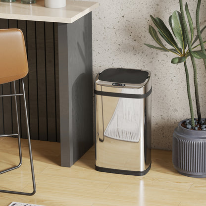 30L Stainless Steel Motion Sensor Lid Bin - Silver Tone