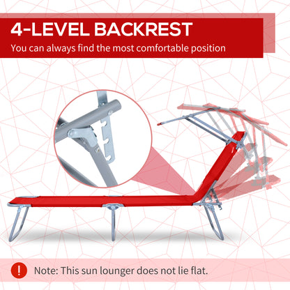 Folding Sun Lounger, Lounge Chairs Reclining Sleeping Bed with Adjustable Sun Shade Awning for Beach, Patio