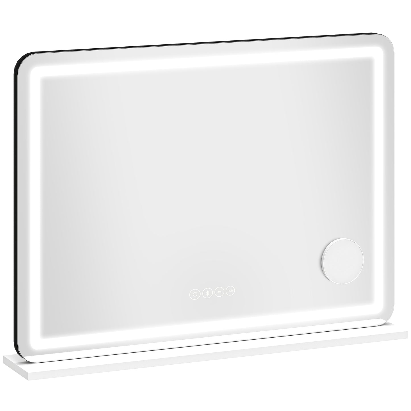 Vanity Mirror with Lights, Dimmable Makeup Mirror with Adjustable Colour Temperature, RGB Light, Bluetooth Speaker White