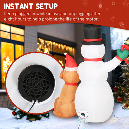 6FT Christmas Inflatables Snowman & Dog with Built-in LED Lights and Flashing Light