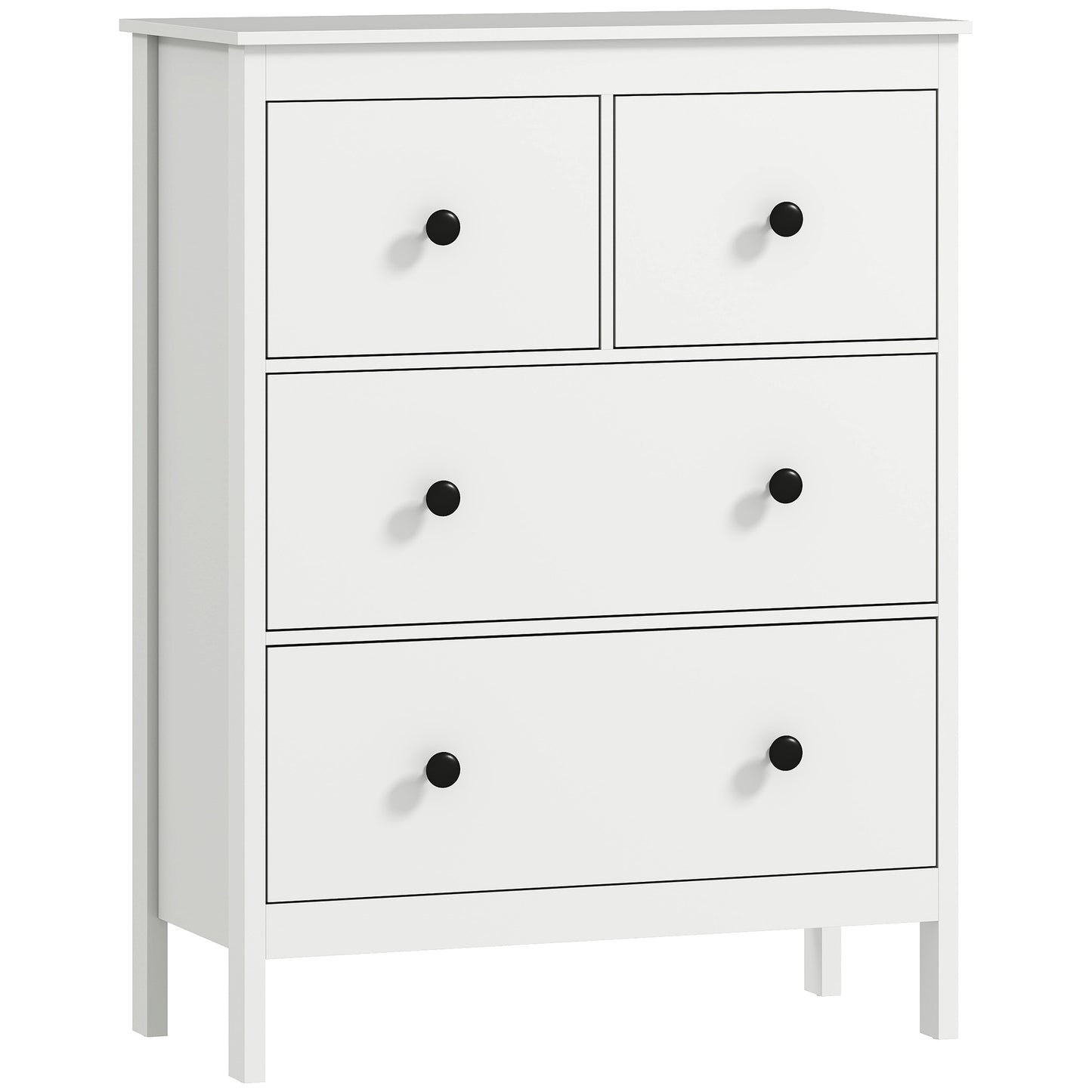 Modern Chest of Drawers, 4 Drawer Dresser Clothes Storage Organiser for Living Room, Hallway, Entryway, White