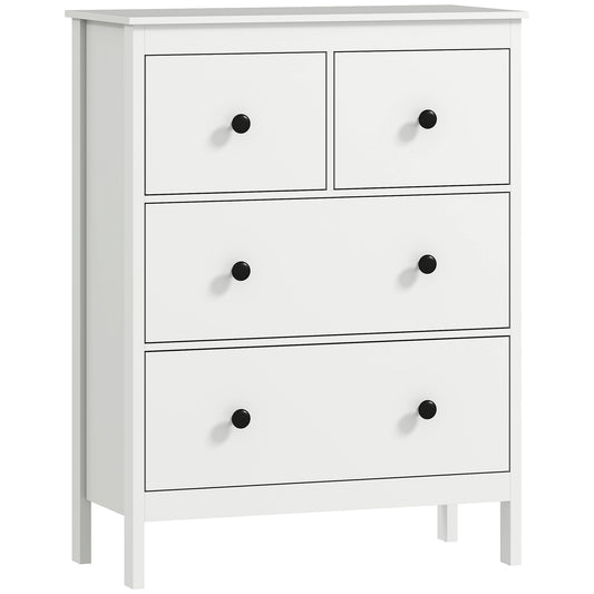 Modern Chest of Drawers, 4 Drawer Dresser Clothes Storage Organiser for Living Room, Hallway, Entryway, White