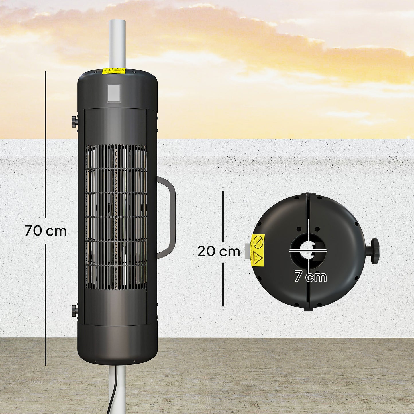 Patio Parasol Heater, Electric Umbrella Mounted Heater for 25-70 mm Poles