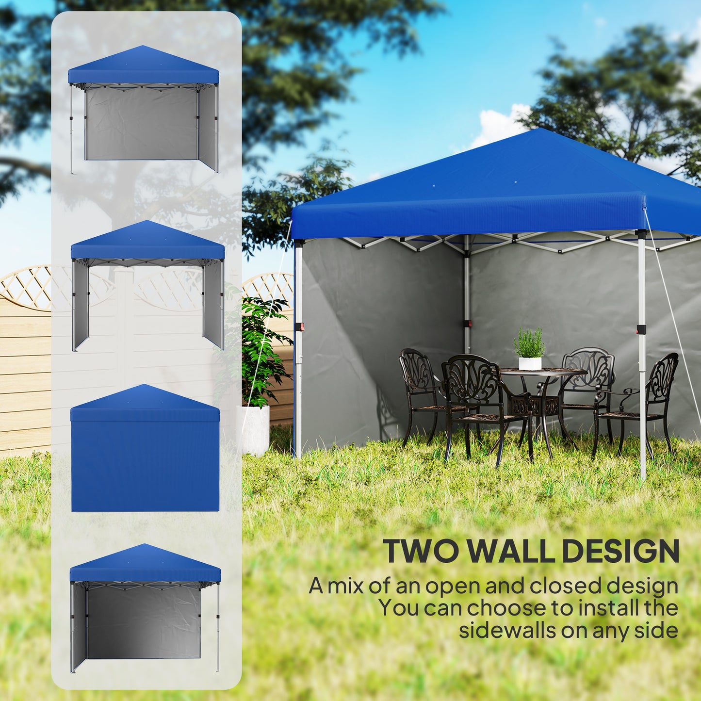 3 x 3 (M) Pop Up Gazebo, UPF 30+ with 2 Sidewalls, Leg Weight Bags and Wheeled Bag