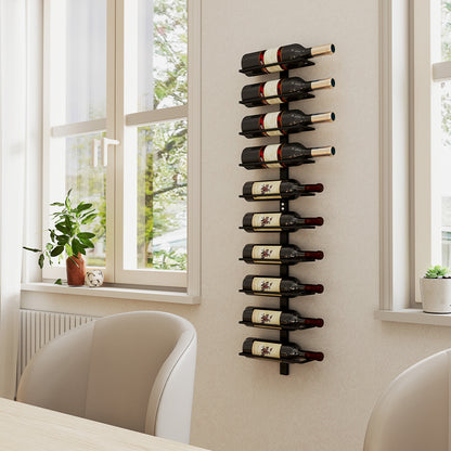 Wine Rack, Wall Mounted, 10 Tier Metal Wine Display Rack, Storage Holder for Kitchen, Dining Room, Bar, Cellar, Black
