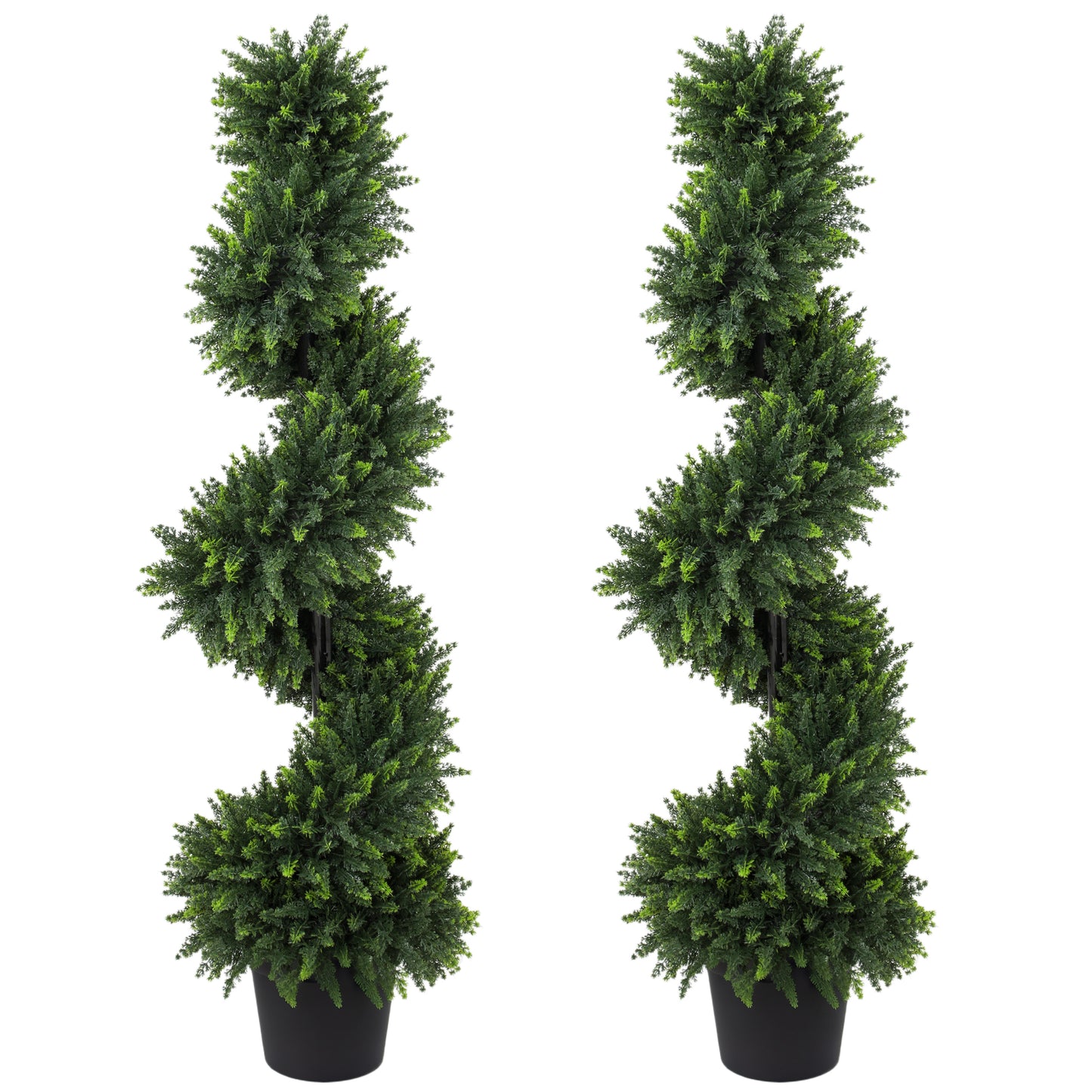 Decorative Artificial Plants Set of 2, UV Resistant Fake Plants in Pot for Indoor Outdoor Decor, 120 cm, Deep Green