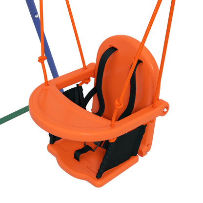 Two-In-One Toddler Garden Swing, with Comfortable Seat, Safety Belt - Orange and Blue