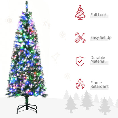 5FT Tall Prelit Pencil Slim Artificial Christmas Tree with Realistic Branches, 250 Colourful LED Lights and 408 Tips