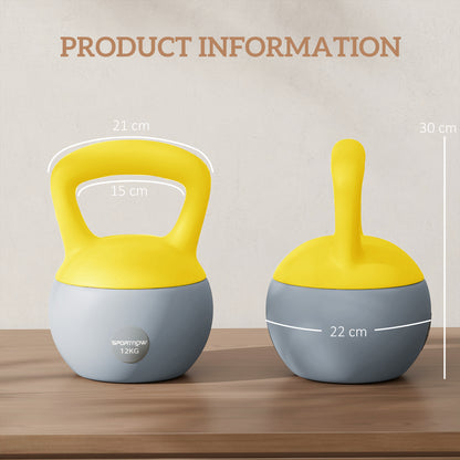 12KG Soft Kettlebell, Kettlebell with Non-Slip Handle for Home Gym, Weight Lifting, Strength Training, Yellow/Grey