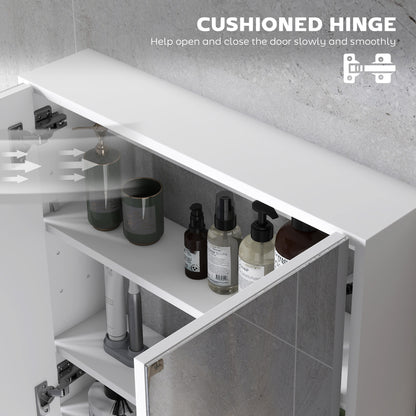 60 x 15 cm Double Door Bathroom Mirror Cabinet - White
